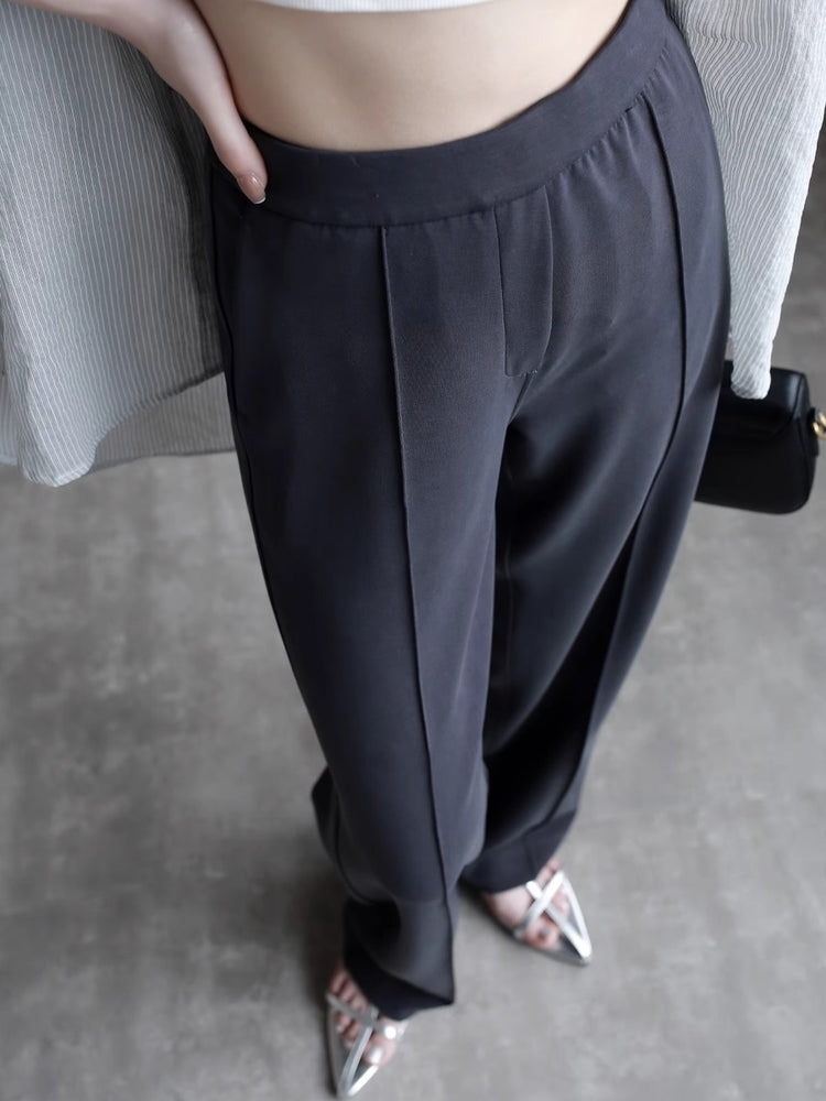 High-waisted slim draped Pants_BDHL7419
