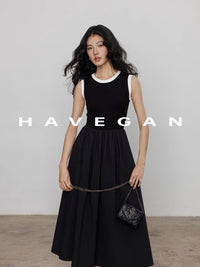 Contrast Color A-Line Dress_BDHL7368