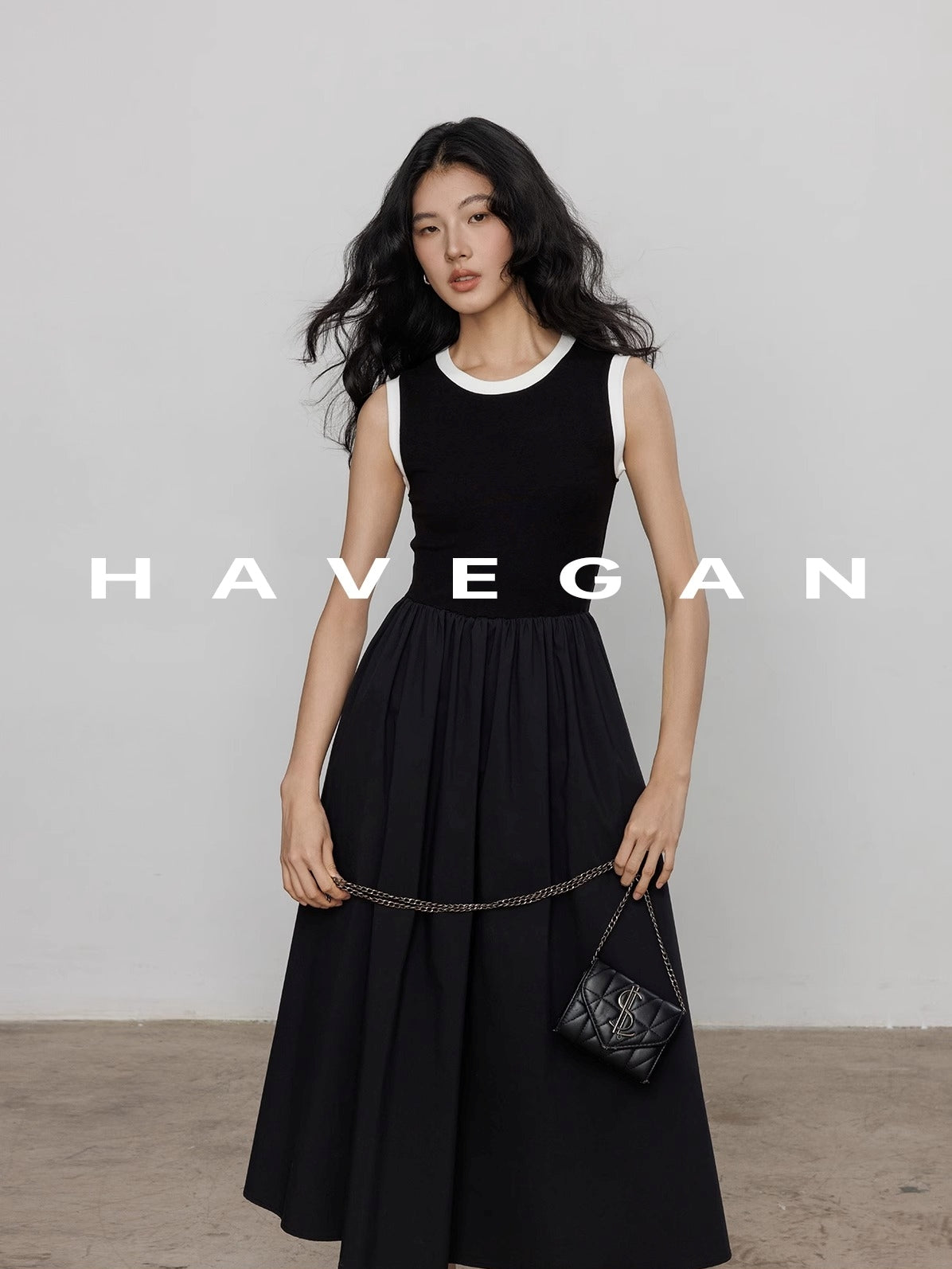Contrast Color A-Line Dress_BDHL7368