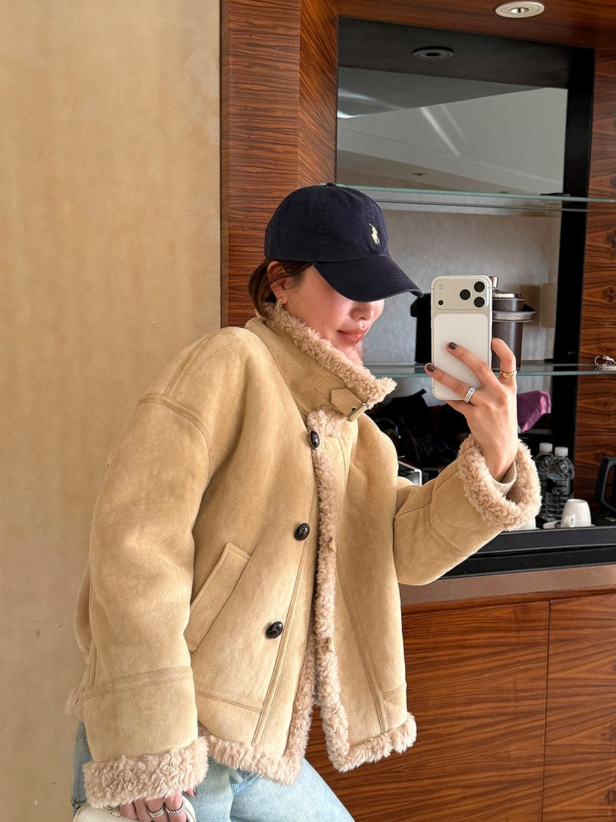 Stand-collar short-length jacket_BDHL8126