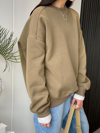 Drop Shoulder Sweatshirt Pullover_HL3913 - HELROUS