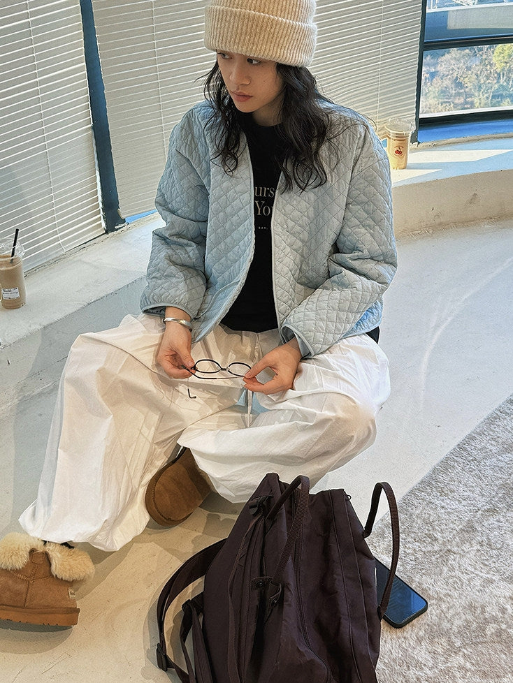 V-Neck Diamond-Stitch Jacket_BDHL8133