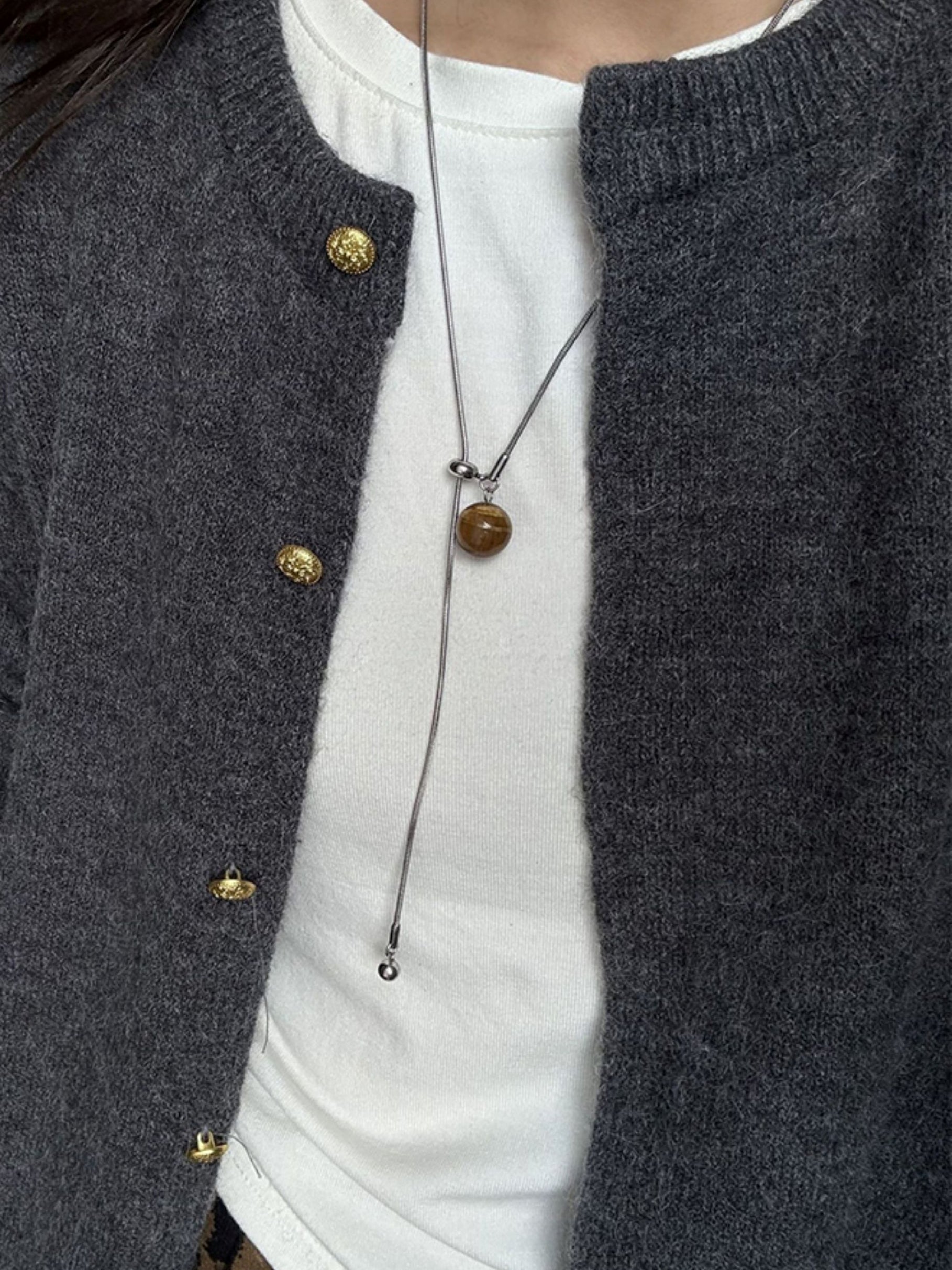 Tiger Eye Or Baroque Bead Necklace_BDHL7449
