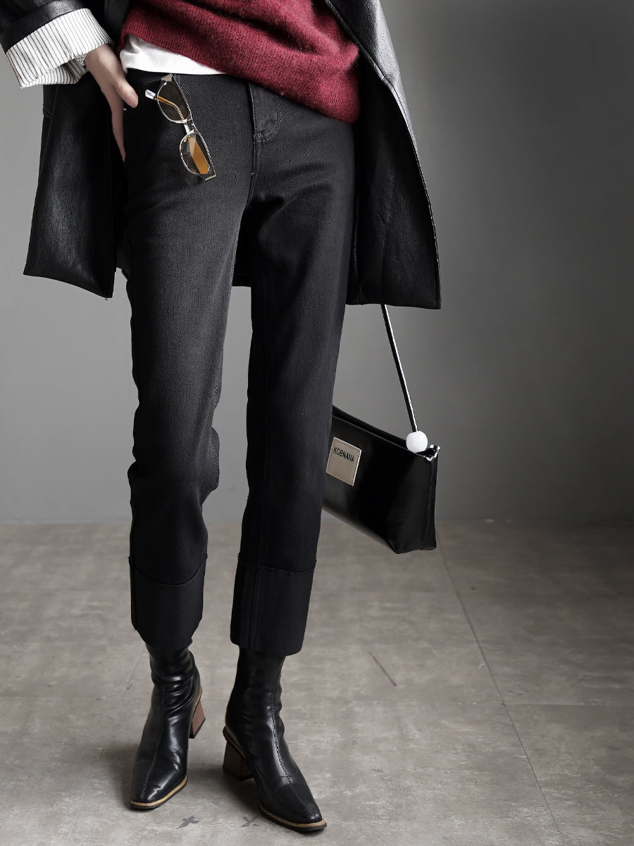 Patchwork Straight Cropped Pants_BDHL7929