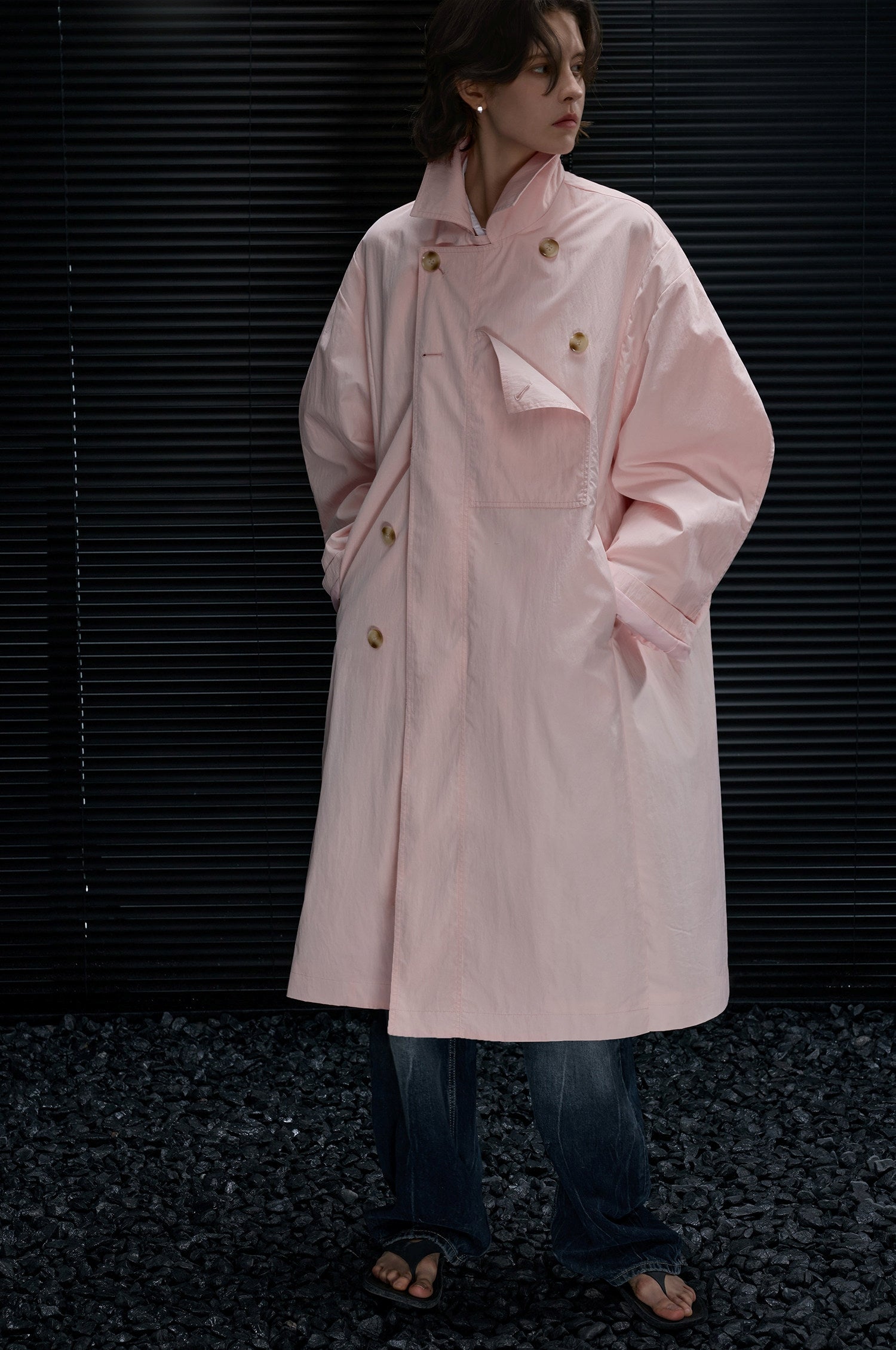 Pink Long Trench Coat_BDHL8175