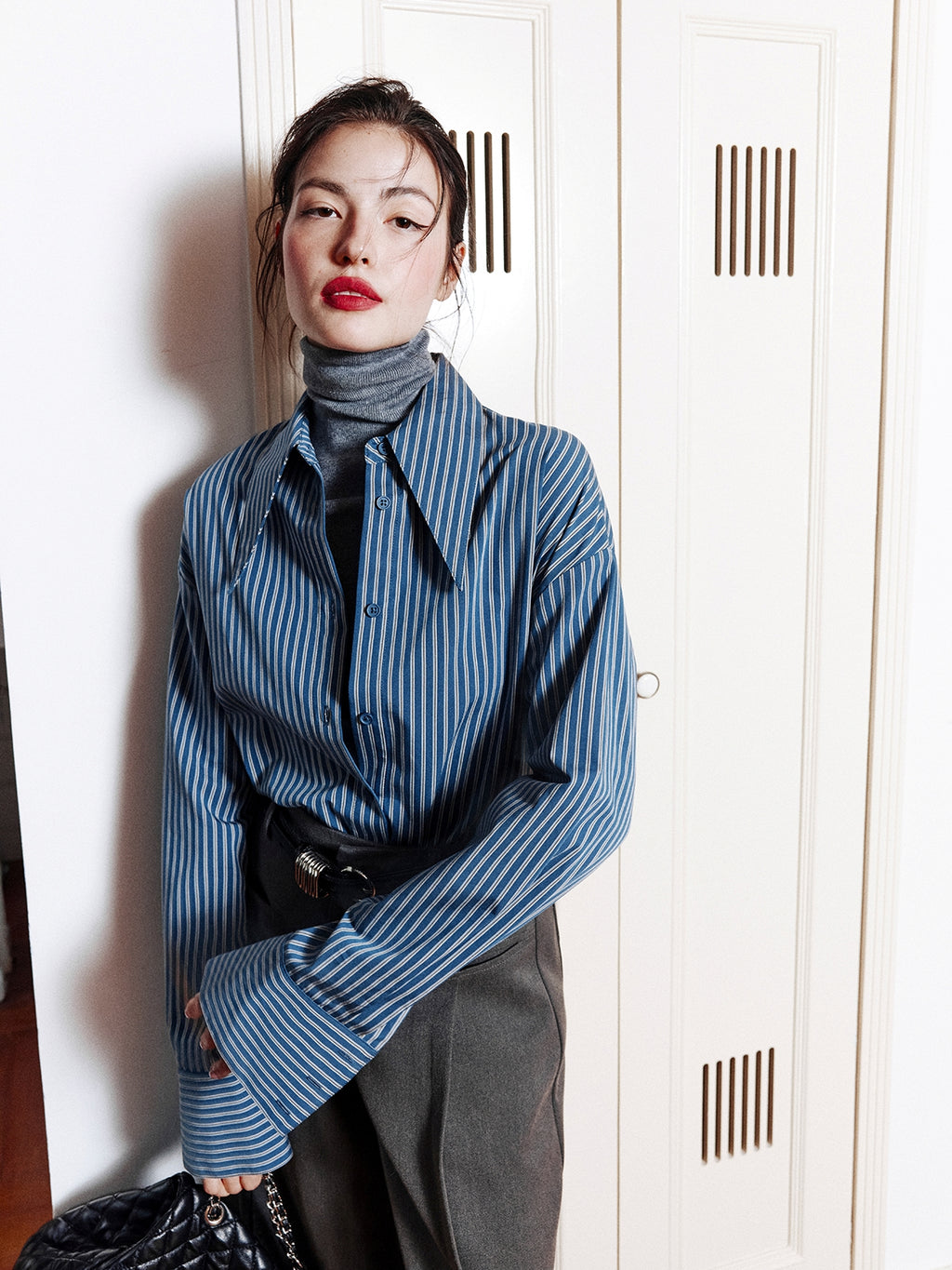 Stripe Waist Corset Shirt_BDHL8000