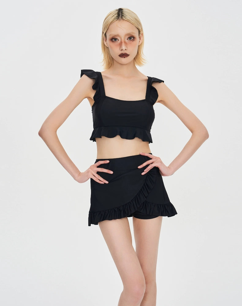 Ruffle Strap TwoPiece Skirted Swimsuit_HL3243