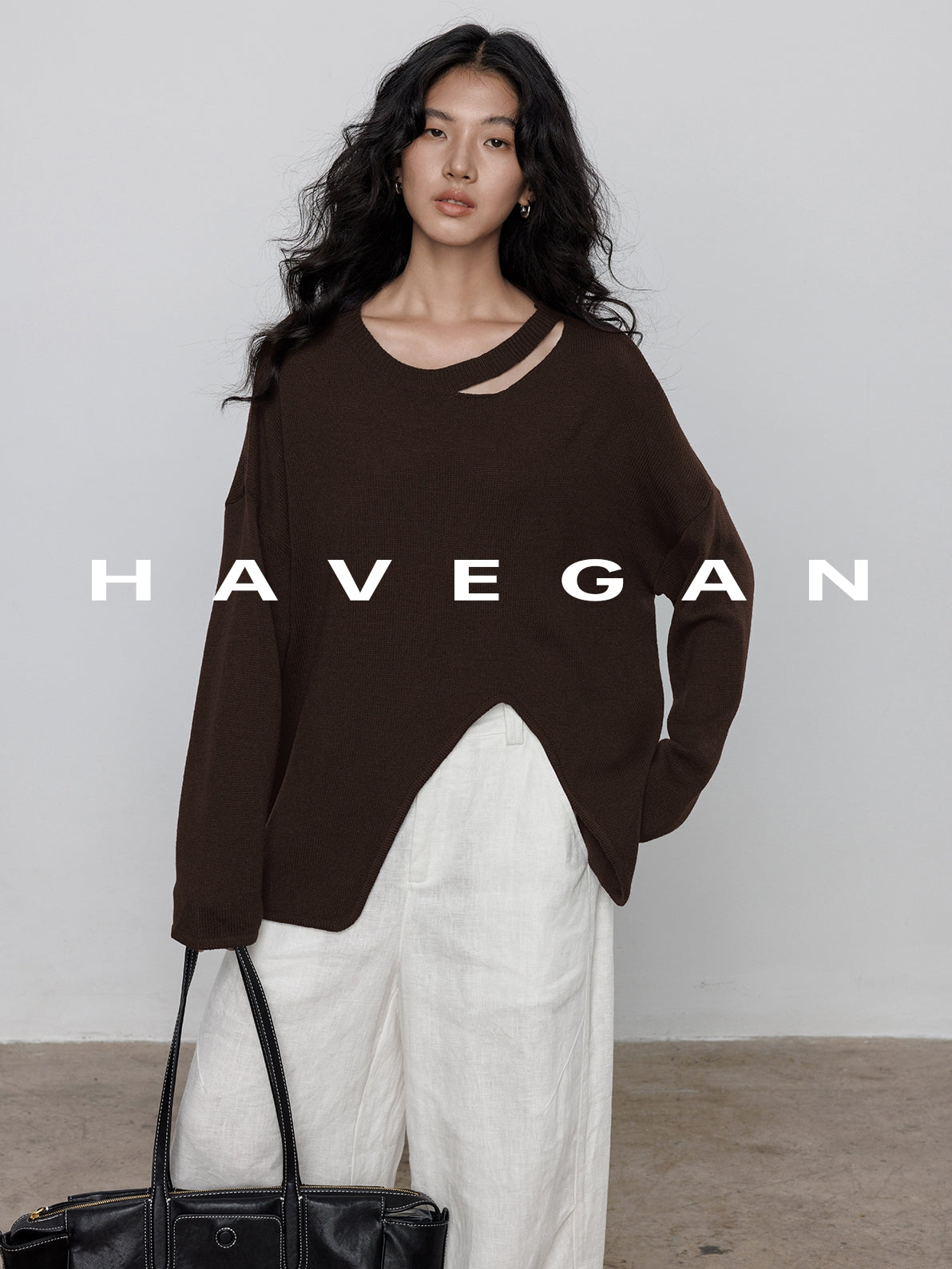 Round-Neck Slit Knit Tops_BDHL7707 