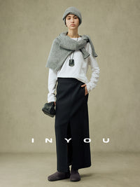 V-neck Grey Knitted Tops_BDHL6907