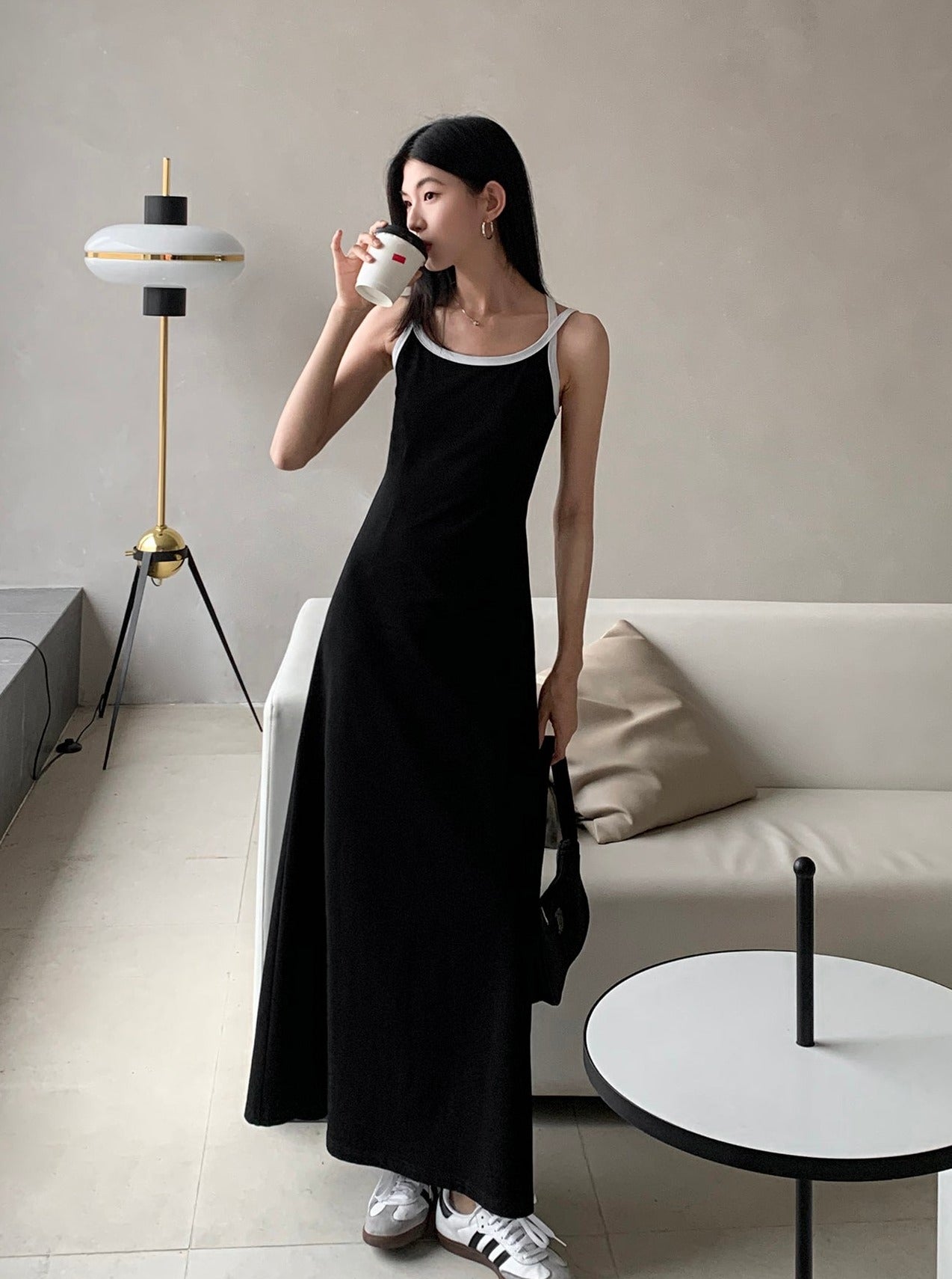 Back Cross Camisole Long Dress_BDHL6158