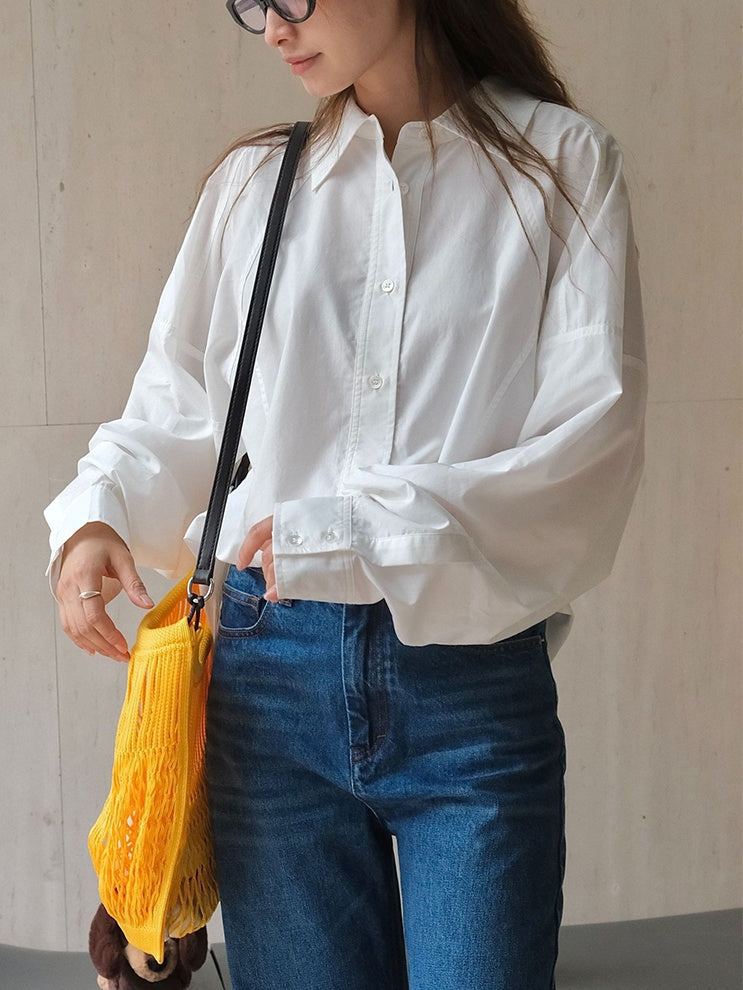 White Balloon Sleeve Shirt_BDHL6537