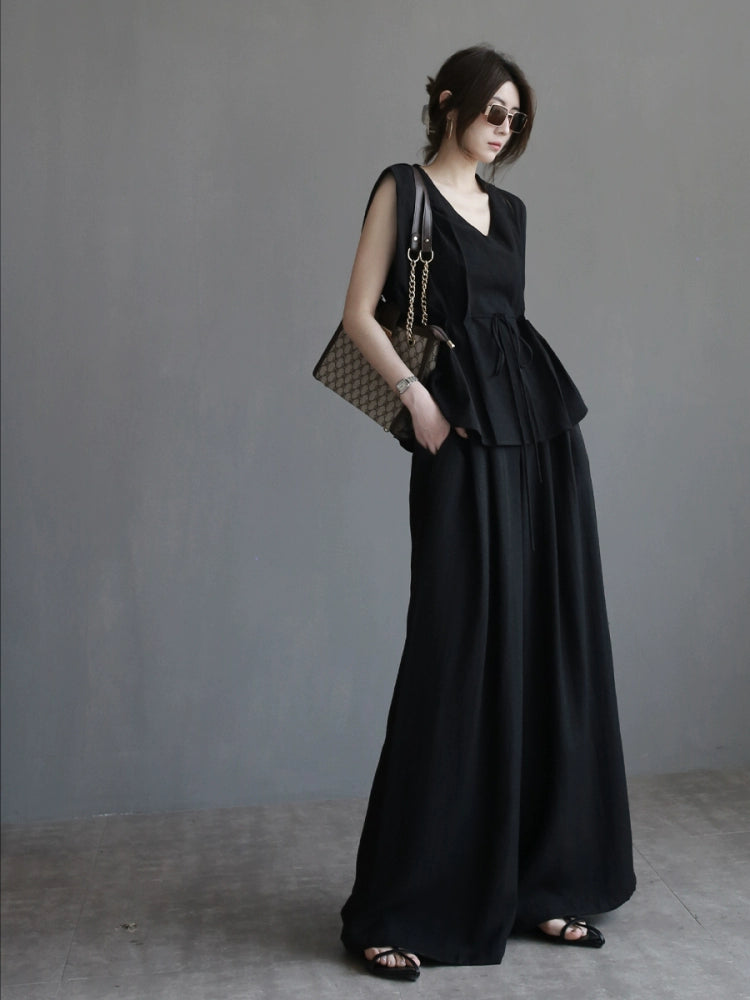 French Style Drawstring Top or Wide-Leg Pants_BDHL7306