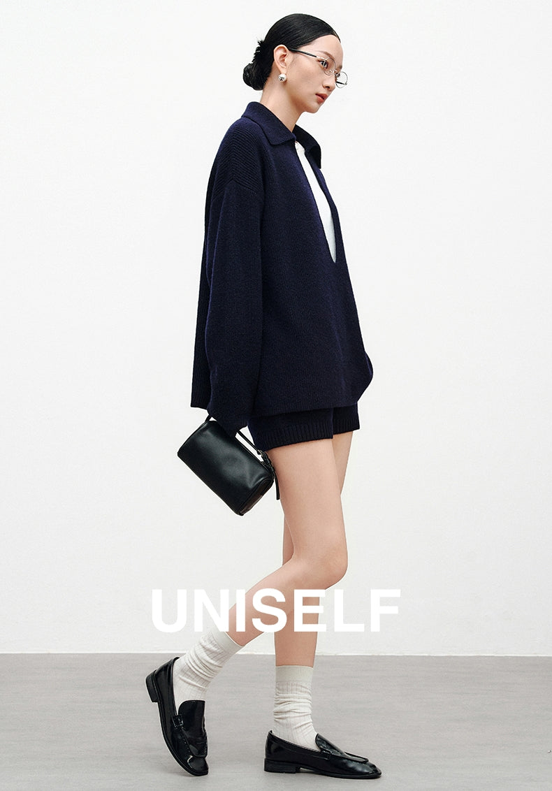 Large V-Neck Knitted Tops Or Shorts_BDHL6968