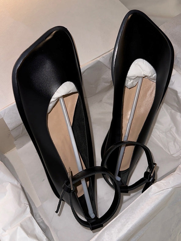 Toe Diagonal Buckle Shallow Shoes_BDHL7455