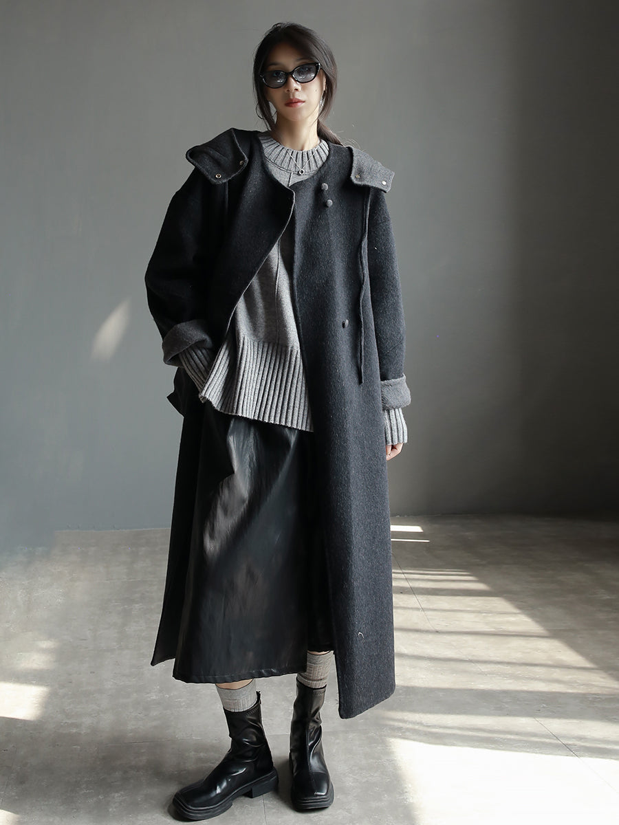 Hooded Relaxed Fit Long Coat_BDHL7926