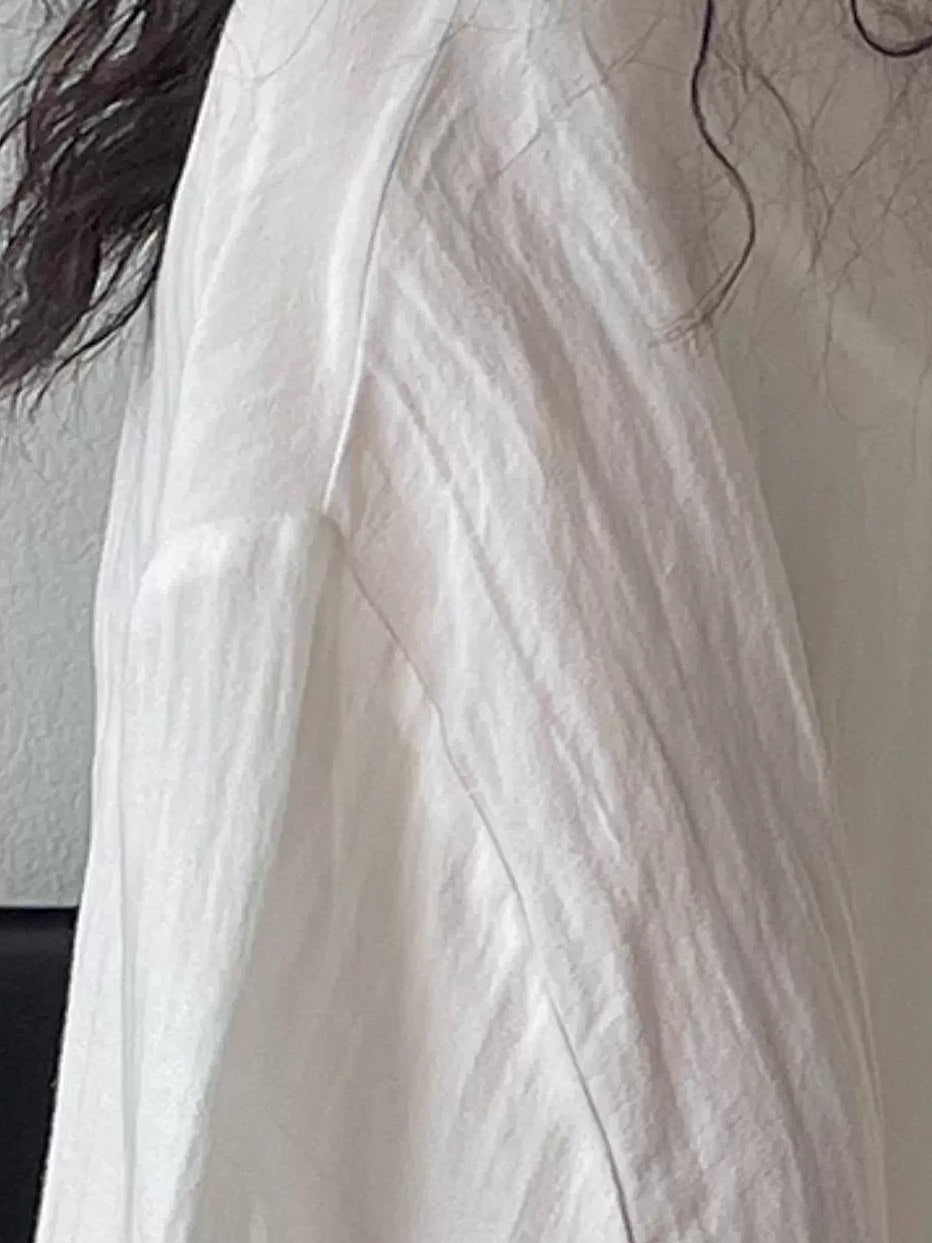白色寬鬆修身襯衫_BDHL7375