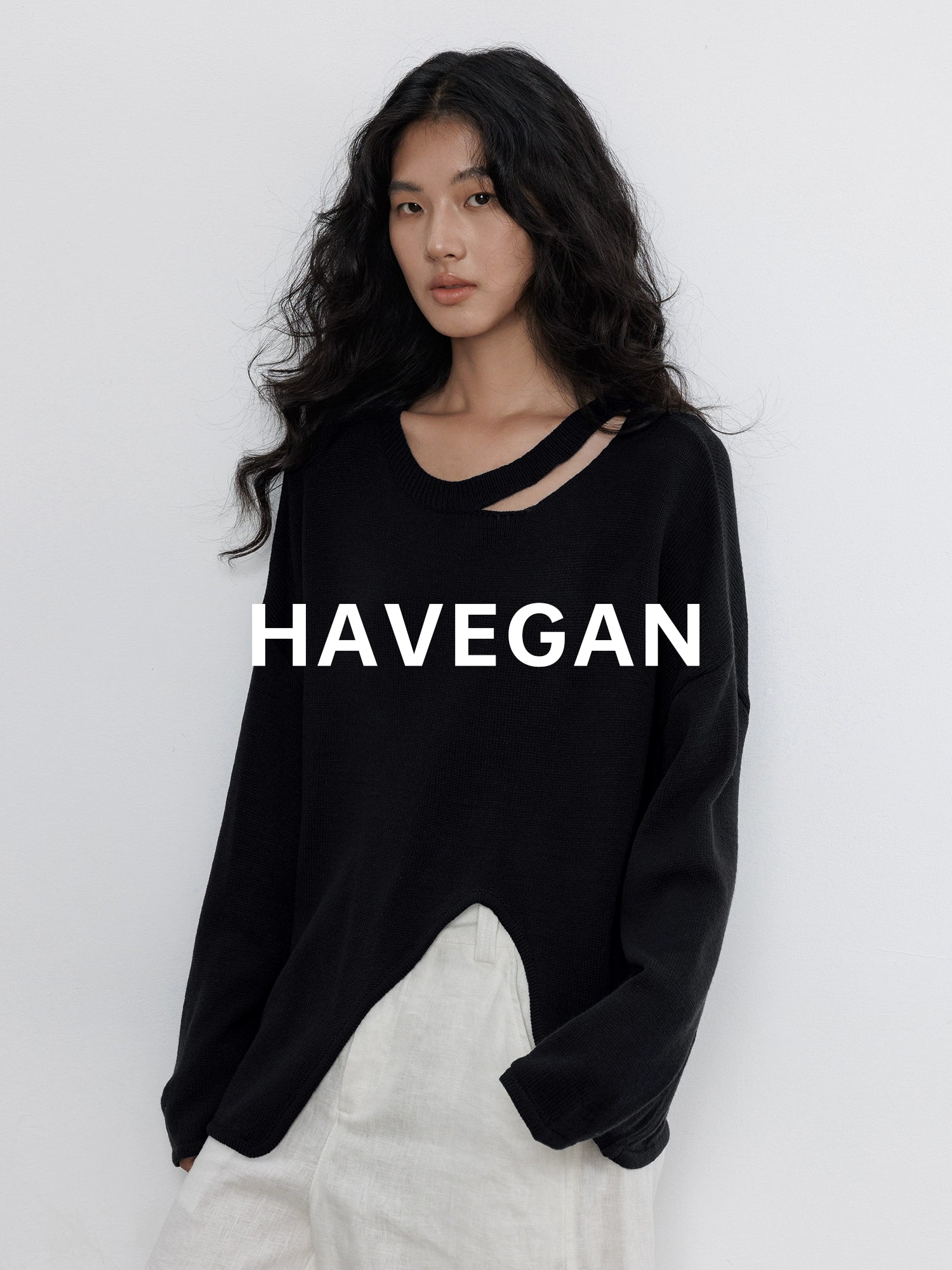 Round-Neck Slit Knit Tops_BDHL7707 