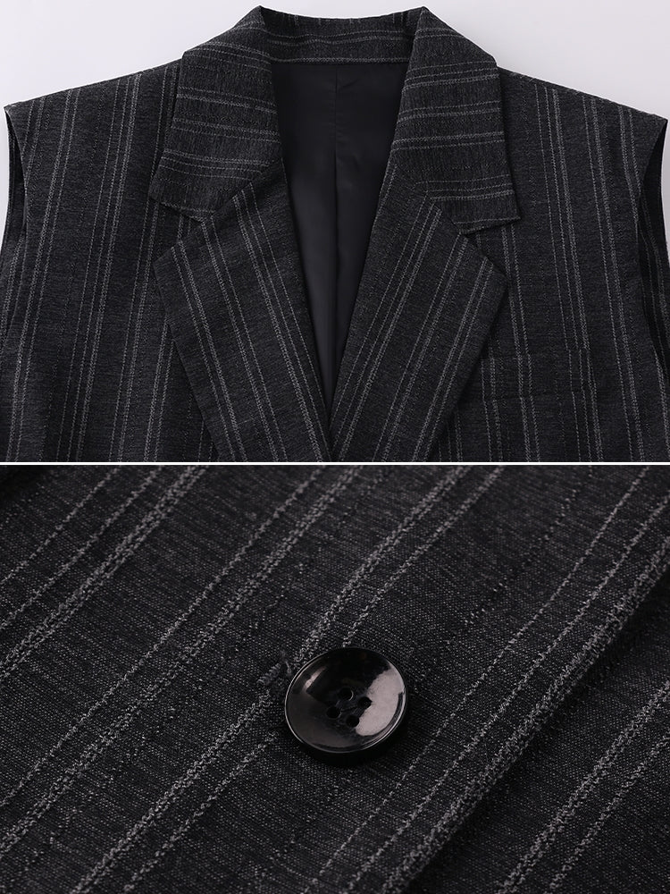 Striped Collared Mid-Length Gilet_BDHL7705