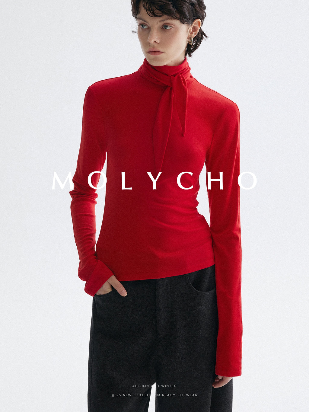 高領繫帶上衣_BDHL7951