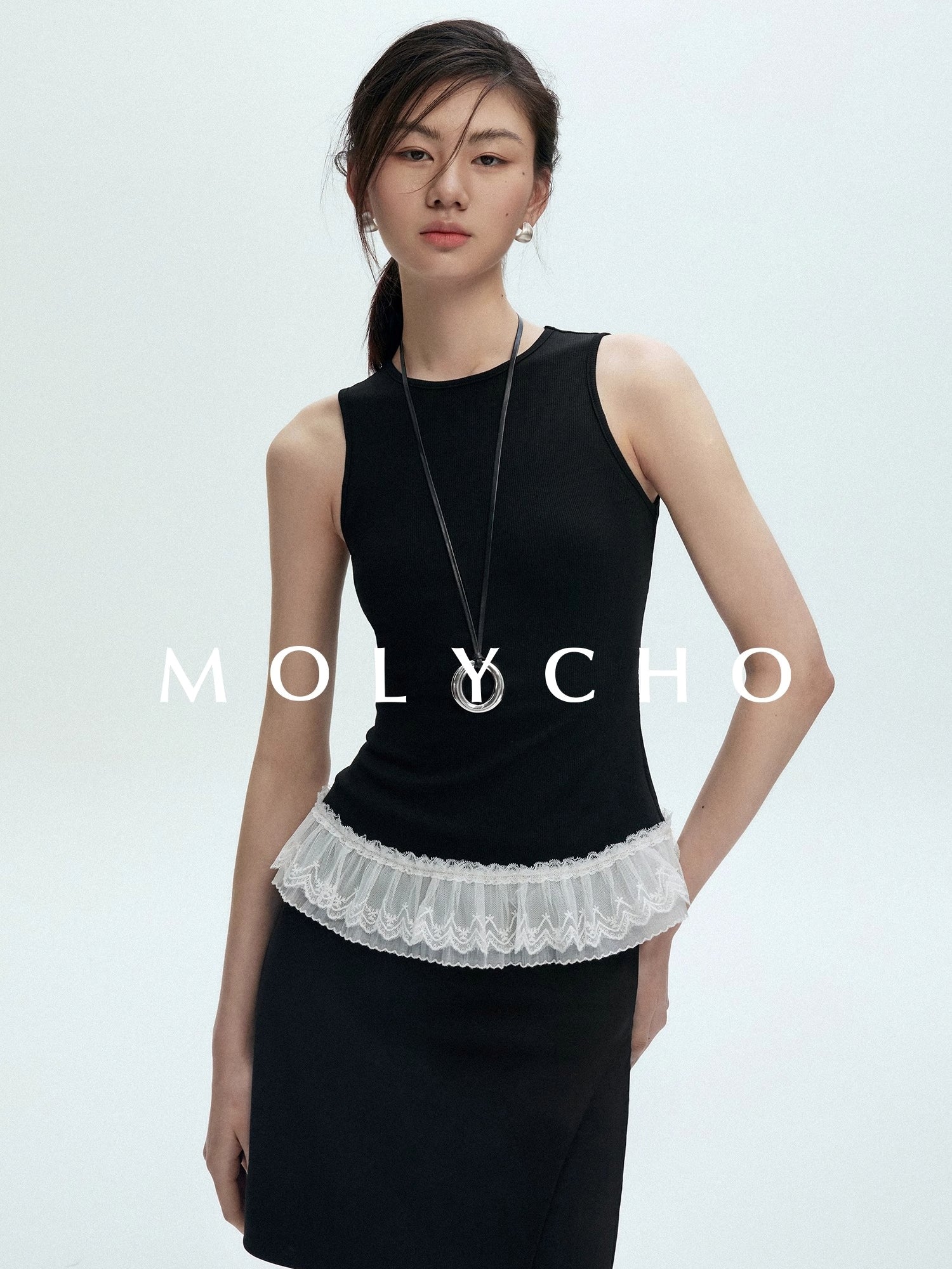 Lace Hem Lace Backless Tops_BDHL7425