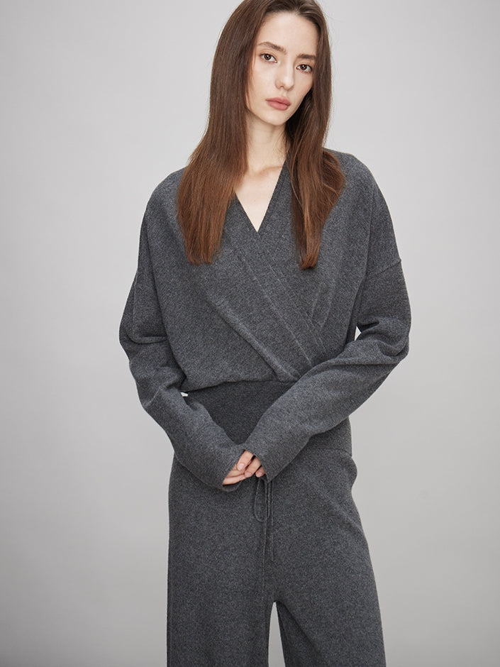 V-Neck Knit Tops Or Elasticated Waist Pants_BDHL7990