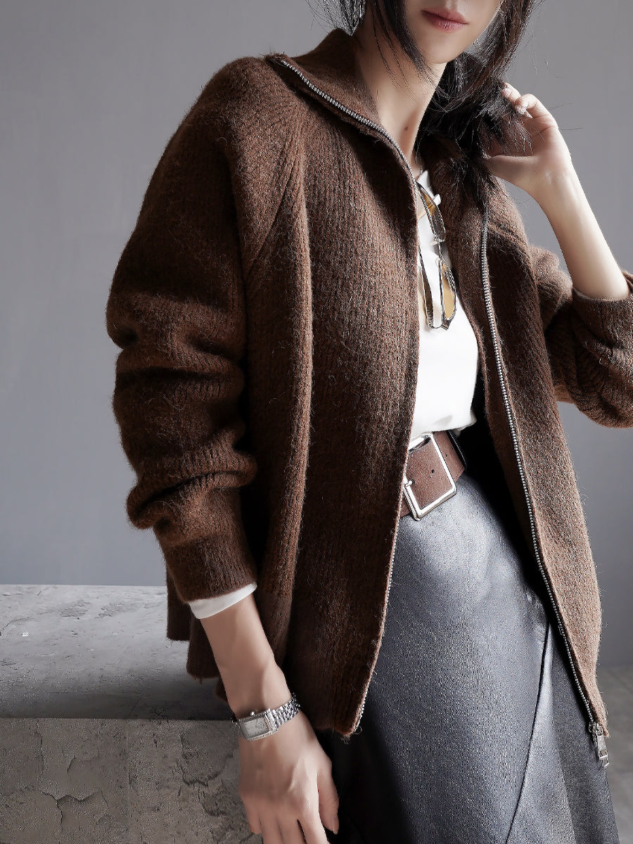 Zip-Up Knitted Cardigan_BDHL7935