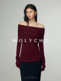 One-Shoulder Slim-Fit Knit Tops_BDHL6712