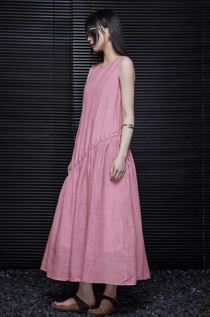 Ramie Relaxed Pink Dress_BDHL5909