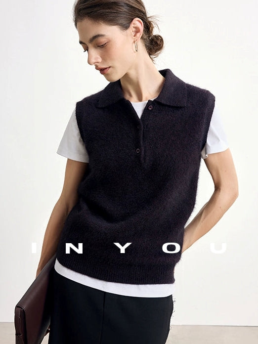 Polo-Neck Knit Sleeveless Tops_BDHL7747