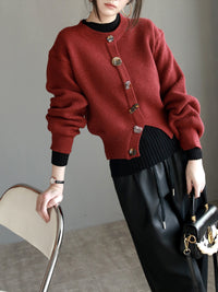 Retro Irregular Button Design Knit_BDHL6875