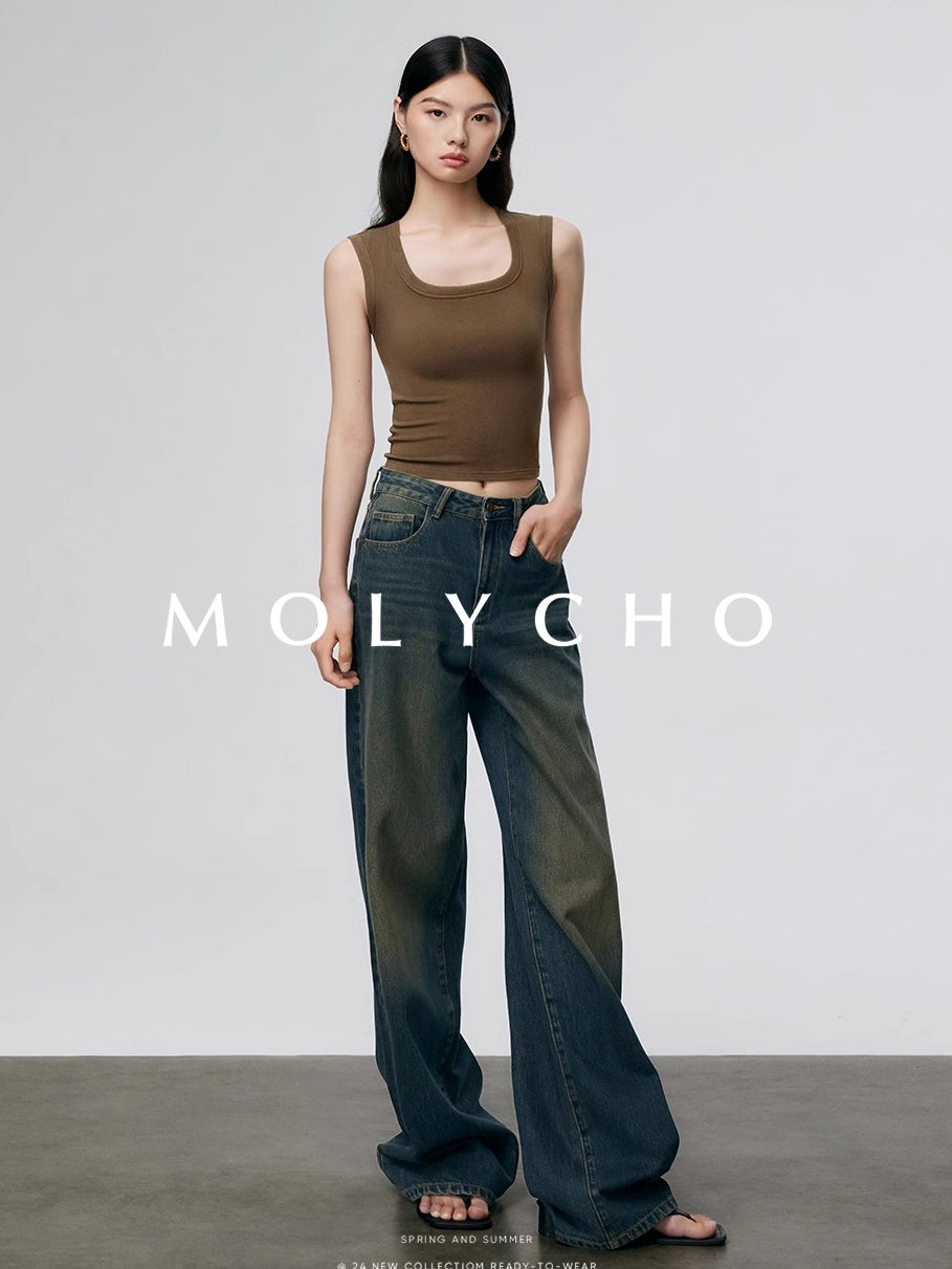 Wide Strap Sleeveless Tops_BDHL7412