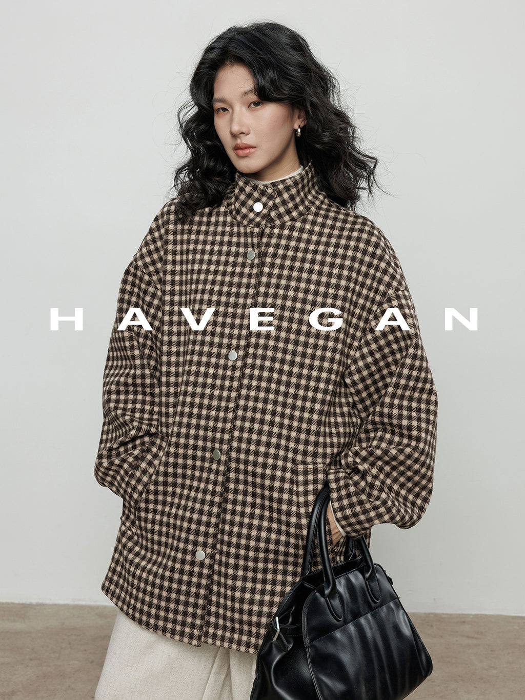 立領格紋上衣_BDHL7961