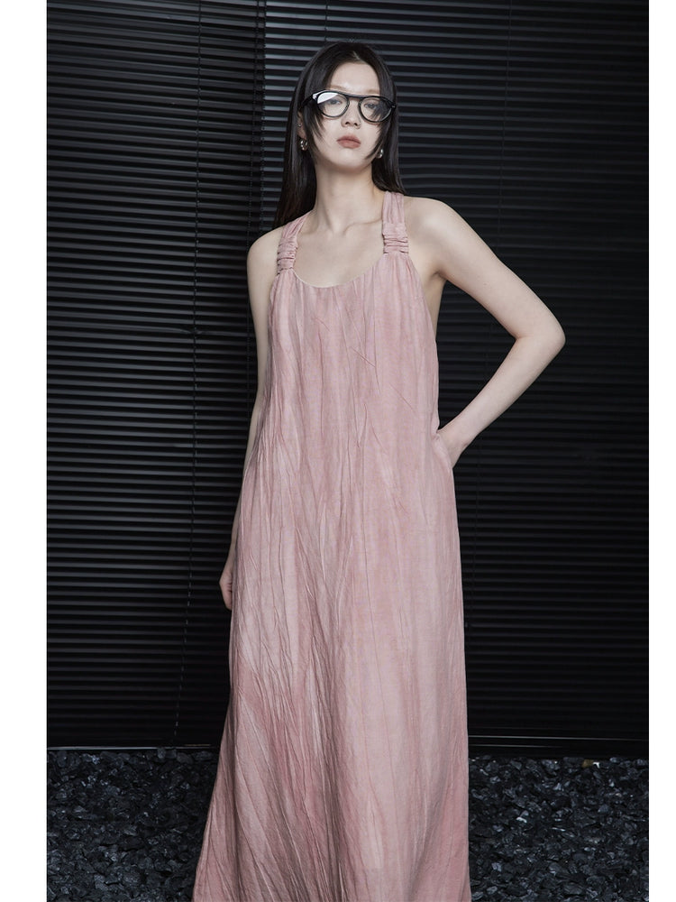 Pink Halter-Neck Dress_BDHL5927