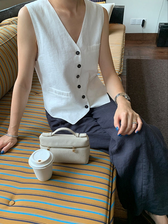 V-Neck Multi-Button Vest_BDHL7614
