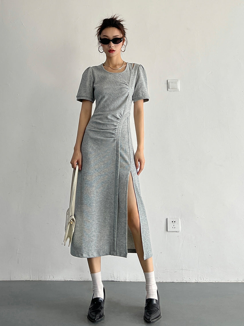 Slit Sleeveless Knit Dress_BDHL7569