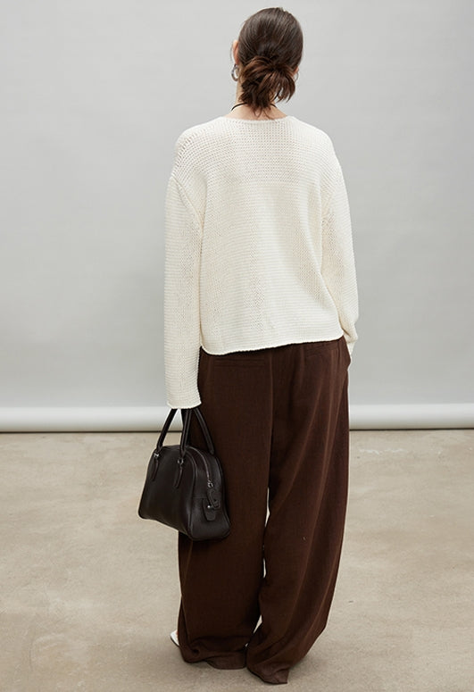 Round Neck Short Knit Tops_BDHL7187