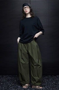 Green Loose-Fitting Wide Pants_BDHL7032