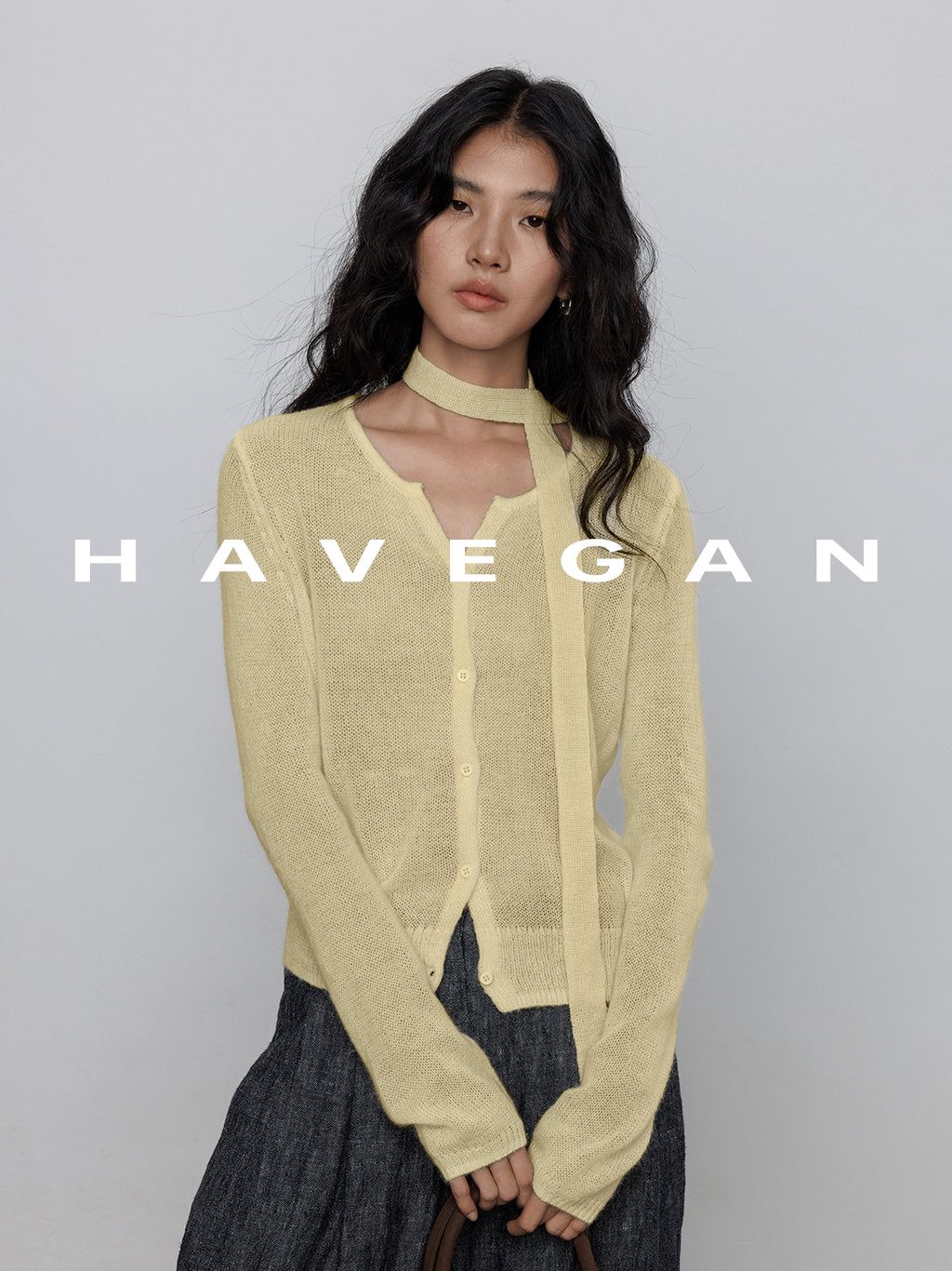 V-Neck Sheer Knit Cardigan_BDHL7783