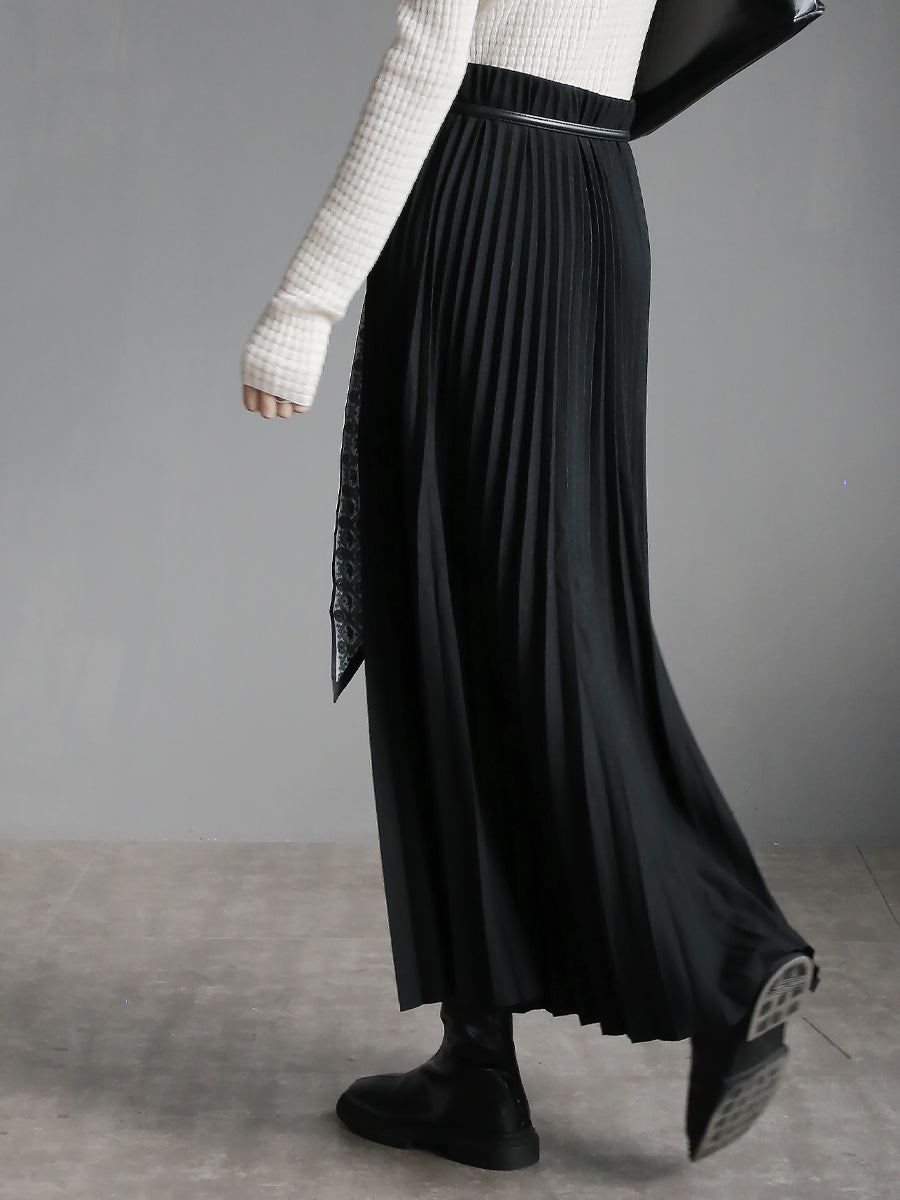 High-Waisted Pleated Maxi Skirt_BDHL7931