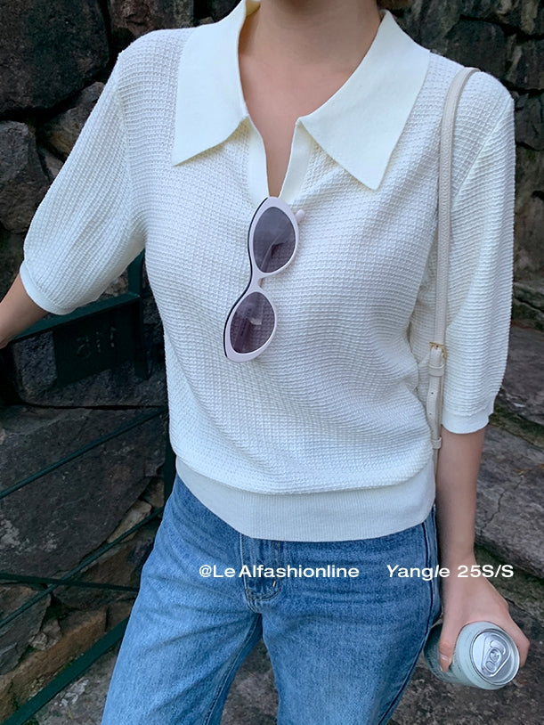 Waffle Lapel Polo Shirt_BDHL7615