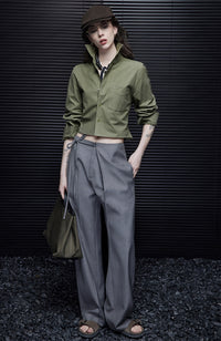 Green Lapel Shirt Short Jacket_BDHL7034