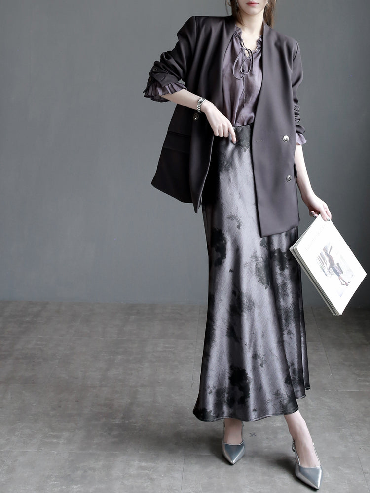 Collar Ribbon Bell Sleeve Shirt_BDHL7270
