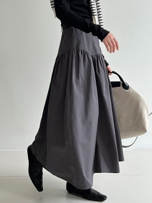 High-Waisted 3D Pleated Skirt_BDHL8043