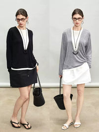 Splicing Collar Two-Piece Style Tops_BDHL7275