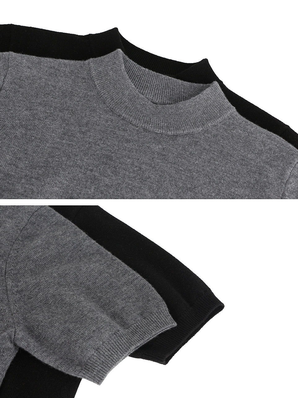 High-Neck Short-Sleeved Knit Tops_BDHL8106