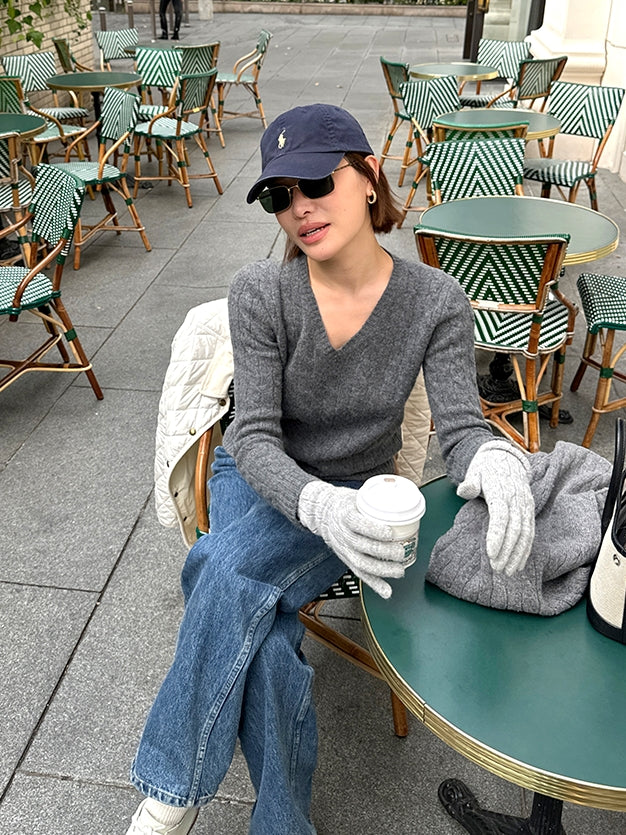 V-Neck Cropped Knit Tops_BDHL8005