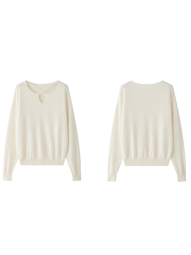 Cross-Neck Fluffy Sweater_BDHL6754