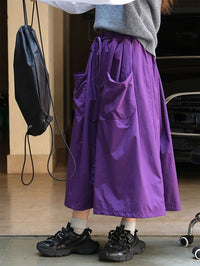 3D Pocket A-Line Long Skirt_BDHL6532