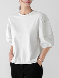 Switched Bulging Sleeve T-Shirt_BDHL7213