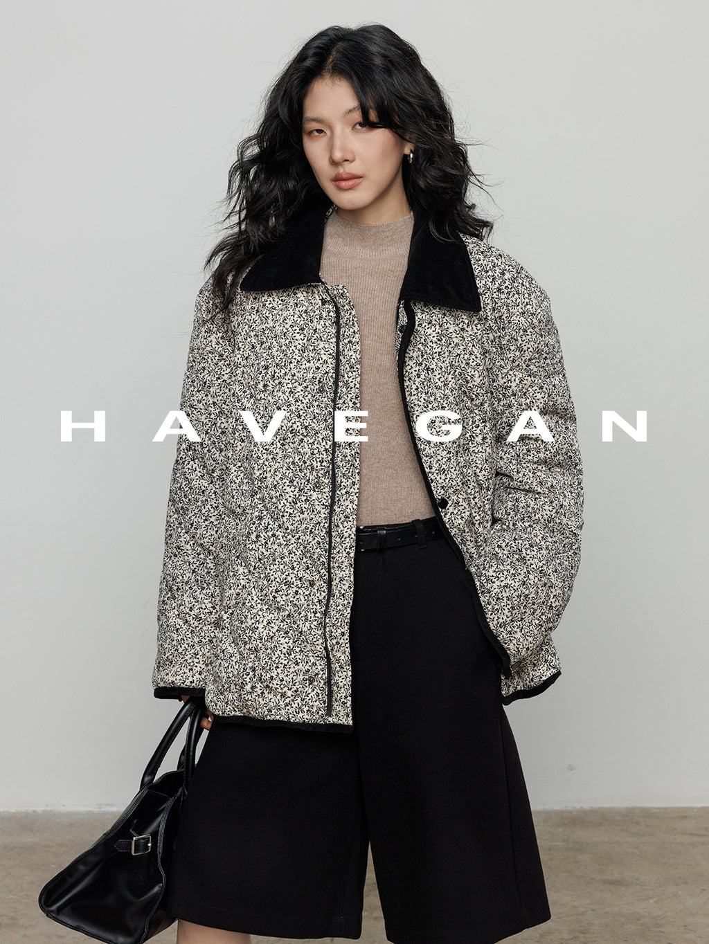 翻領花卉羽絨衣_BDHL7887